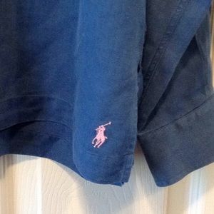 Blue linen button down Polo